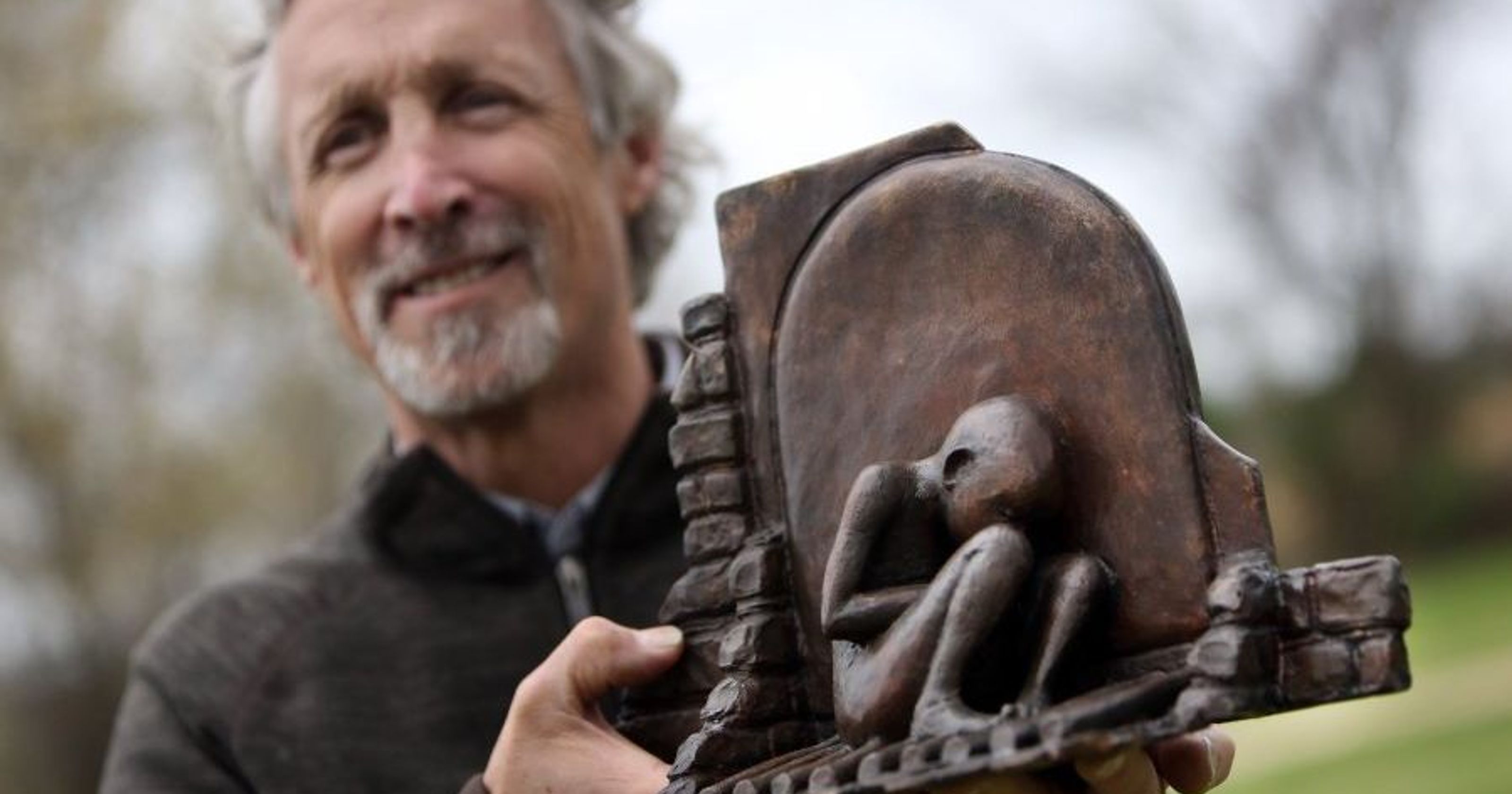 Rick Wieneke with Sculpture